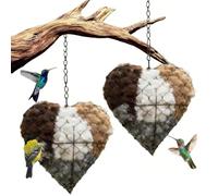 Handmade Fiber Bird Nesting Heart, Birds Nests Material Holder,Hummingbird Nest Boxes for Outside, Nester Houses Design, Dual-Season Outdoor Bird Shelter for Garden, Yard & Bird Lover (2pcs)
