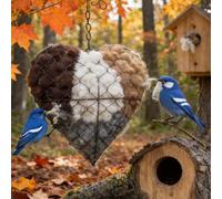 Handmade Fiber Bird Nesting Heart,Birds Nests Material Holder,Hummingbird Nest Boxes for Outside, Nester Houses Design,Dual-Season Outdoor Bird Shelter for Outdoor Yard Art (1PC)