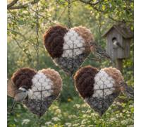 Handmade Fiber Bird Nesting Heart, Birds Nests Material Holder, Hummingbird Nest Boxes for Outside, Nester Houses Design, Winter Tree Shelter for Wild Birds, Dual-Season Outdoor View House(3SETS)