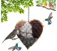Handmade Fiber Bird Nesting Heart, Birds Nests Material Holder, Hummingbird Nest Boxes for Outside, Winter Tree Shelter for Wild Birds, Gifts for Bird Lover (Brown)