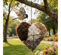 Handmade Fiber Bird Nesting Heart, Birds Nests Material Holder Hummingbird Nest Boxes Refillable Hangable Box Material House (A-1PC)