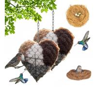 Handmade Fiber Bird Nesting Heart, Birds Nests Material Holder, Refillable Alpaca & Nature Wool Material, Winter Shelter for Hummingbird Small Bird, Dual-Season Outdoor Bird Boxes for Garden (2Pcs)