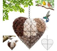 Handmade Fiber Bird Nesting Heart,Birds Nests Material Holder,Refillable Birds Haven Heart Shape Hummingbird Nest,Animal House Garden Materials,Hummingbirds Lovers Home Yard Outside Art