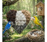 Handmade Fiber Bird Nesting Heart, Birds Nests Material Holder, Refillable Birds Haven, Wool Nest Starter Hummingbird Houses Nester for Garden Yard, Hummingbirds Lovers Winter Fowl Gifts(1PC)