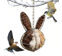 Handmade Fiber Bird Nesting Heart, Birds Nests Material Holder, Refillable Hummingbird Nest Boxes for Outside, Dual-Season Outdoor Bird Shelter, Gifts for Animal Hummingbirds Lover