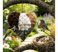 Handmade Fiber Bird Nesting Heart, Fiber Bird Nest, Birds Nesting Material Holder, Hummingbird Nest Boxes, Outside Garden Art Birdhouse, Gardening Gifts, Birds Lovers Gift