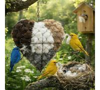 Handmade Fiber Bird Nesting Heart, Hummingbird Nest Boxes for Outside, Birds Nests Material Holder, Nester Houses Design, Winter Tree Shelter for Wild Birds, Dual-Season Outdoor View House(1Pcs)
