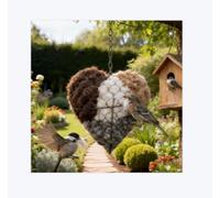 Handmade Fiber Bird Nesting Heart, Natural Alpaca Wool Bird Nesting Material Holder, 8 Inch Refillable Birds Nesting Boxes for Garden, Cute Heart Wild Birds Nesting House, for Birds Lovers Gift