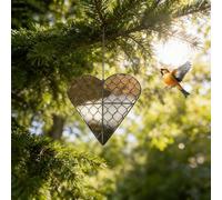 Handmade Fiber Bird Nesting Heart,Natural Alpaca Wool Nesting Material Holder,Refillable Hummingbird Winter Shelter,Outdoor Garden Wild Bird Nester House,Cute Heart Design for Birds Lovers Gift (A1)