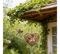 Handmade Fiber Bird Nesting Heart,Natural Alpaca Wool Nesting Material Holder,Refillable Hummingbird Winter Shelter,Outdoor Garden Wild Bird Nester House,Cute Heart Design for Birds Lovers Gift (A2)