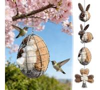 Handmade Fiber Bird Nesting Heart/Rabbit, Birds Nests Material Holder, Hummingbird Nest Boxes for Outside, Nester Houses Design, Dual-Season Outdoor Bird Shelter for Garden, Yard & Bird Lover (A)