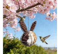 Handmade Fiber Bird Nesting Heart/Rabbit, Birds Nests Material Holder, Hummingbird Nest Boxes for Outside, Nester Houses Design, Dual-Season Outdoor Bird Shelter for Garden, Yard & Bird Lover (D)