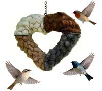 Handmade Fiber Bird Nesting Heart, Refillable Bird Nesting Heart Outdoor Yard Art with Natural Nesting Materials,Winter Fowl Gifts Animal Hummingbirds Lovers Home Garden Yard (1PC)