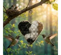 Handmade Fiber Bird Nesting Heart, Refillable Birds Haven 1 Heart Shape Hummingbird Nesting and 3 Bags of Nest Materials, Winter Fowl Gifts Animal Hummingbirds Lovers Home Garden Yard (1Set)