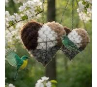 Handmade Fiber Bird Nesting Heart, Refillable Birds Haven 1 Heart Shape Hummingbird Nesting and Nest Materials, Winter Fowl Gifts Animal Hummingbirds Lovers Home Garden Yard (A-1pcs)