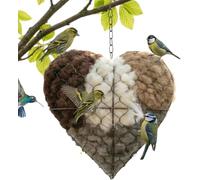 Handmade Fiber Bird Nesting Heart, Refillable Birds Haven 1 Heart Shape Nest 3 Bags of Nest Materials Winter Fowl Gifts Animal Hummingbirds Lovers for Home Garden Yard
