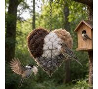 Handmade Fiber Bird Nesting Heart, Refillable Birds Haven Heart Shape Bird Nesting Box, Birds Nests Material Holder, Nester Houses Design, Winter Fowl Gifts Animal Hummingbirds Lover Garden Yard (1pc)