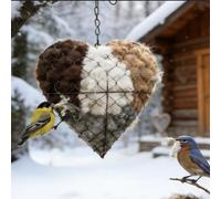 Handmade Fiber Bird Nesting Heart Refillable Birds Haven Heart Shape Hummingbird Nesting and Nest Materials Winter Fowl Gifts Dual-Season Outdoor Bird Shelter for Garden Yard Bird Lover