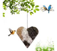 Handmade Fiber Bird Nesting Heart, Refillable Birds Haven Heart Shape Hummingbird Nesting&Nest Materials for Wild Birds Wrens Finches, Winter Fowl Gifts Animal Hummingbirds Lovers Home Garden Yard (3)
