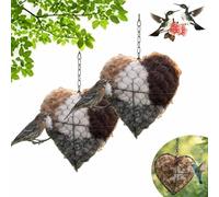 Handmade Fiber Bird Nesting Heart, Refillable Birds Nests Material Holder, Hummingbird Nest Boxes for Outside, Nester Houses Design for Hummingbirds, Garden, Yard Decor (01# 2Pcs)