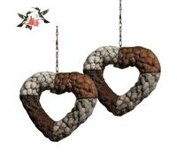 Handmade Fiber Bird Nesting Heart, Refillable Birds Nests Material Holder, Hummingbird Nest Boxes for Outside, Nester Houses Design for Hummingbirds, Garden, Yard Decor (02# 2Pcs)