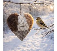Handmade Fiber Bird Nesting Heart, Refillable Birds Nests Material Holder, Winter Tree Shelter For Wild Bird, Hangable Heart Shape Metal Hummingbird Nesting Box, For Parakeet Cockatiel Canary