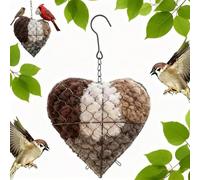 Handmade Fiber Bird Nesting Heart, Refillable Hangable Holder, Season Hummingbird Nest Box For Outside, Hangable Bird Nesting Heart Shape Holders Boxes For Hummingbirds Cockatiels Canaries Finches