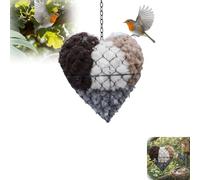 Handmade Fiber Bird Nesting Heart, Refillable Heart Shape Birds Nests Material Holder, Hummingbird Houses Nester with Nest Materials, Art Birdhous Winter Shelter for Outside Garden Yard