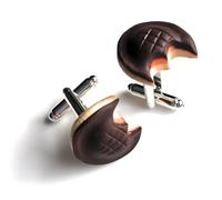 Handmade Fimo Fun Yummy Miniature Jaffa Cake - Silver Plated Cufflinks - Gift Boxed