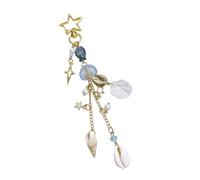 Handmade Fish Shell Wind Chime Key Ring Stylish Beaded Pendant Earphone Case Elegant Phone Charm Camera Accessories Multicolor Beads Shell Keychain, フリーサイズ