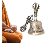 Handmade Five-Pronged Vajra Bell - White Copper Tantric Ritual Implement | Hand-Cranked Taoist Sound Healing Instrument, Ghanta Bell for Meditation, Yoga, and Spiritual Ceremonies