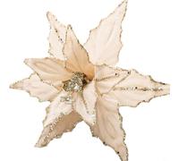 Handmade Flannel Christmas Flower Ornament Simulation Festive Tree Decoration Red Gold Sequin Plush Branch 26CM( for CHAMPAGNE)