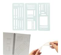Handmade Flexible Record Template, 3-Pack Planner Stencil Set for Dot Grid Journals, Drawing & Lettering Templates, Compatible with Coils Discs and Rings (B)