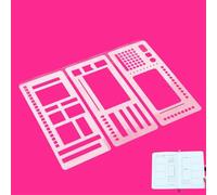 Handmade Flexible Record Template, Stencils Drafting Tools,3-Pack Reusable Templates Planner Stencils,Versatile Drawing Template Kit for Journaling Scrapbooking Crafting Labeling & Planners (Set B)