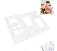 Handmade Flexible Record Template, Transparent Planner Stencil Set for Dot Grid Journals, 3-Pack Reusable Drawing & Lettering Templates, Compatible for Checklists, Lines & Daily Planning(#A)