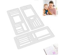 Handmade Flexible Record Template, Transparent Planner Stencil Set for Dot Grid Journals, 3-Pack Reusable Drawing & Lettering Templates, Compatible for Checklists, Lines & Daily Planning(#C)