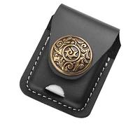 Handmade Fliptop Leather Lighter Pouch Holder Case with Pocket Belt Loop (Retro-Black)