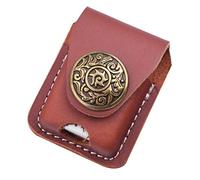 Handmade Fliptop Leather Lighter Pouch Holder Case with Pocket Belt Loop (Retro-Brown)