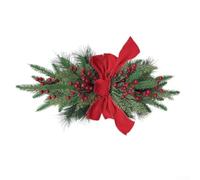 Handmade Flocked Pine Needle Christmas Wreath 60cm for American Style | Artificial Pine Needle Garland Snowy Fir Branch Rustic Holiday Mantel Display