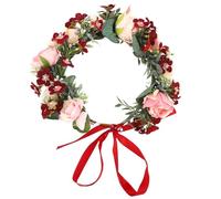 Handmade Floral Crown Garland Bridal Headband for Bridesmaid Hair | PP Polyester Silk Cloth Iron, Delicate Leaves and Artificial Blooms, Seaside Wedding and Stage Styling