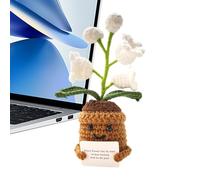 Handmade Floral Desktop Lamp - Knitted Lily of The Valley, Eternal Mood Light, Soft Petal Tabletop Ray, Room Accessory, Botanical Gift for