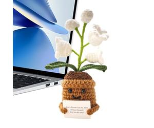 Handmade Floral Desktop Lamp - Knitted Lily of the Valley, Eternal Mood Light, Soft Petal Tabletop Ray, Room Accessory, Botanical Gift for