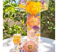 Handmade Floral Resin Night Light Letter Personalized Initial Lamp with LED Light Real Dried Flowers, Bedside Decor,Gift for Women Girls Birthday Christmas Anniversary