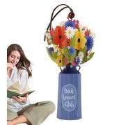 Handmade Flower Bookmark - Elegant Bouquet Card, Pop-up Flower Bookmark with Artistic Design, Valentine’s Day Birthday Easter Christmas, for Readers Book Lovers Teens Adults