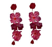 Handmade Flower Earrings Ear Jewelry Rose Earrings Stylish Dangle Silver Texture For Various Occasion Elegant Party Jewelry