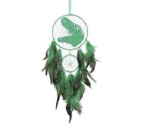 Handmade For Boys Dinosaur Dreamcatcher Featuring Feathers, Beads, and Leather Details, Designed to Filter Night Air and Encourage Positive Dreams