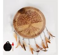 Handmade Frame Drum - Buffalo Hide Native American Design for Ceremonies and Spiritual Music, Ritual Hand Drum for Adults