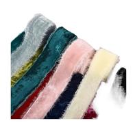 Handmade Frayed Velvet Ribbon Edged Flannel Wrinkle Ripped Wedding Party Flower Bouquet Gift Packing DIY Craft(Color 16)