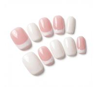 Handmade French Press On Nails 22Pcs Short Square Reusable Fake Nails, 11 Sizes Fit All Fingers, Stick On Nails with Glue Kit for Women Daily Wedding Party (Q013)