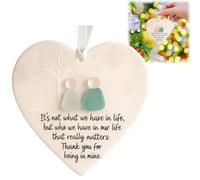 Handmade Friendship Ornament,Heart Shaped Sea Glass Friendship Decor,Sea Glass Art F/riendship H/eart Pendant,Timeless F/riendship Heart Keepsake,H/eart Ornament for Christmas Tree Hanging